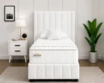 Classic White Divan Bed – 3ft Upholstered Design with Mattress Included