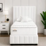 Classic White Divan Bed – 3ft Upholstered Design with Mattress Included