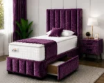 Imperial Purple Single Bed – Sophisticated Padded Design with Mattress - Image 3
