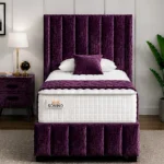 Imperial Purple Single Bed – Sophisticated Padded Design with Mattress