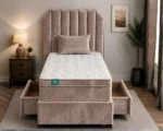 Mink Velvet Single Divan – Statement Headboard & Mattress Included