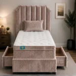 Mink Velvet Single Divan – Statement Headboard & Mattress Included