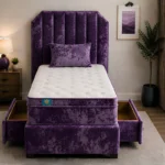 Majestic Purple Single Bed – Luxury Upholstered Frame with Mattress Included