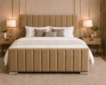 Natural Wooden Super King Bed with Mattress – Elegant 6ft Panel Design - Image 2