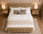 Natural Wooden Super King Bed with Mattress – Elegant 6ft Panel Design - Image 3