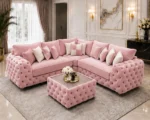 Luxury Pink Corner Sofa L Shape – Plush Designer Sofa with Stylish Tufted Arms - Image 3