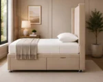 Neutral Beige Single Ottoman Bed – Space-Saving Design with Storage Base - Image 3