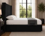 Luxury Black Velvet Ottoman King Size Bed – Spacious Storage & Stylish Upholstered Design - Image 3