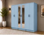 Modern 6-Door Wardrobe Stylish Design - Spacious Storage - 2 Mirrors - Image 4