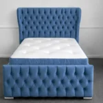 Midnight Blue Oxford Single Bed – Elegant Upholstered Design with Mattress