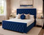 Deep Blue Hilton 6ft Bed with Mattress – 200 × 200 cm Stylish Super King Design - Image 4