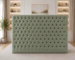 Opulent Sage Green Upholstered Bed – 4ft6 Double with Mattress - Image 4