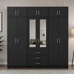 Elegant 6 Door Storage Wardrobe Twin Mirrors & 6 Spacious Drawers