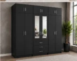 Elegant 6 Door Storage Wardrobe Twin Mirrors & 6 Spacious Drawers - Image 3