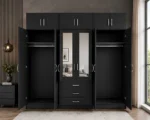 Elegant 6 Door Storage Wardrobe Twin Mirrors & 6 Spacious Drawers - Image 4