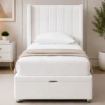 Classic White Ottoman Single Bed – Elegant 3ft Frame with Concealed Storage