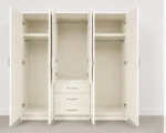 Modern 6 Door White Wardrobe with 3 Drawers & 2 Mirrors –  Stylish Bedroom Wardrobe - Image 4