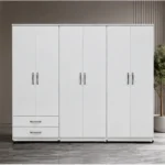 Ivory White 6 Door Wardrobe – Elegant Storage for Contemporary Bedrooms
