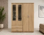 Contemporary 4 Door Wardrobe with 2 Mirrored Sections and 2 Built-In Drawers - Image 2