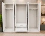 Spacious 6 Door Wardrobe with Center Mirrors and Built-In Drawers - Image 2
