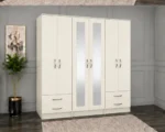 Modern 6 Door Mirrored Wardrobe with Spacious Hanging Storage | Large Bedroom Wardrobe with Drawers and Full-Length Mirrors - Image 5