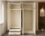 Elegant 4 Door Wardrobe with Mirrors and Multiple Storage Drawers - Image 2