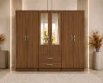 Luxury 6 Door Wardrobe with Stylish Handles and Mirror Design