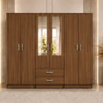 Luxury 6 Door Wardrobe with Stylish Handles and Mirror Design