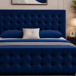 Deep Blue Florida Super King Size Bed – 6ft 200×200cm Plush Upholstered Frame