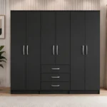 Spacious Bedroom Wardrobe with 6 Doors Practical Three Drawer Storage