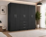 Spacious Bedroom Wardrobe with 6 Doors Practical Three Drawer Storage - Image 2