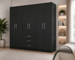 Spacious Bedroom Wardrobe with 6 Doors Practical Three Drawer Storage - Image 3