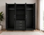 Spacious Bedroom Wardrobe with 6 Doors Practical Three Drawer Storage - Image 4