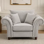 Nicole Light Grey 1 Seater Sofa – Luxury Tufted Armchair