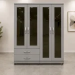 Premium Bedroom Storage Wardrobe with 4 Doors, 4 Mirror Panels and 2 Convenient Drawers