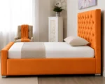 Orange Velvet Florida Single Bed Frame - 90 × 190 cm Upholstered Bed - Image 3
