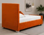 Burnt Orange Hilton Single Size Bed – Elegant Tufted Headboard with Mattress - Image 3