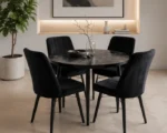 Stylish Round Dining Room Table with Four Comfortable Chairs - Image 2