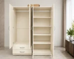 Stylish 4 Door Wardrobe with 4 Integrated Mirror Doors and 2 Large Storage Drawers - Image 5