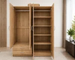 Contemporary 4 Door Wardrobe with 2 Mirrored Sections and 2 Built-In Drawers - Image 4