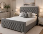 Elegant Grey Hilton Super King Size Bed – 200 × 200 cm with Mattress & Upholstered Frame - Image 4