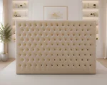 Stylish Cream Button-Tufted Double Bed – Complete with Mattress - Image 3
