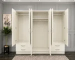 Modern 6 Door Mirrored Wardrobe with Spacious Hanging Storage | Large Bedroom Wardrobe with Drawers and Full-Length Mirrors - Image 2