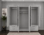 Luxury 6 Door Mirrored Wardrobe with Generous Storage Space | Premium Modern Bedroom Wardrobe with Drawers and Internal Shelves - Image 3