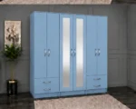 Premium 6 Door Mirrored Wardrobe with Spacious Storage Drawers | Modern Bedroom Wardrobe with Full-Length Mirror Doors - Image 5