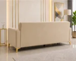 Luxury Turkish Sofa – Beige Fluted 3 Seater Sofa with Gold Accents - Image 4