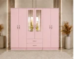 Modern Luxury Wardrobe with 6 Doors, Mirrors and Drawer Storage