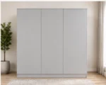 Modern Ash Grey Wardrobe – Six Door Design with Mirror & Drawers - Image 4