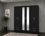 Large 6 Door Wardrobe with Mirrors, Drawers and Shelf Storage | Elegant Modern Bedroom Storage Solution with Spacious Compartments