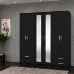 Large 6 Door Wardrobe with Mirrors, Drawers and Shelf Storage | Elegant Modern Bedroom Storage Solution with Spacious Compartments